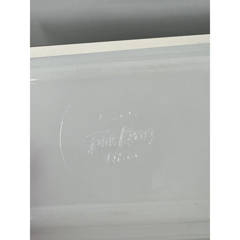 Vintage Fire King OVEN WARE Milk Glass Butter Dish w/Clear Cover